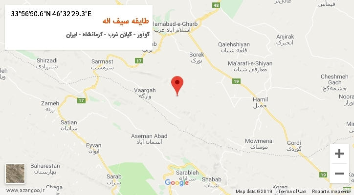 روستای طایفه سیف اله بر روی نقشه