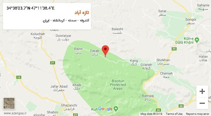 روستای تازه آباد بر روی نقشه
