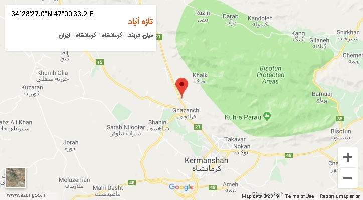 روستای تازه آباد بر روی نقشه