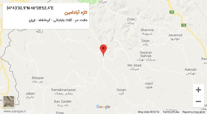 روستای تازه آبادامین بر روی نقشه