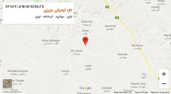 روستای تازه آبادبانی عزیزی بر روی نقشه