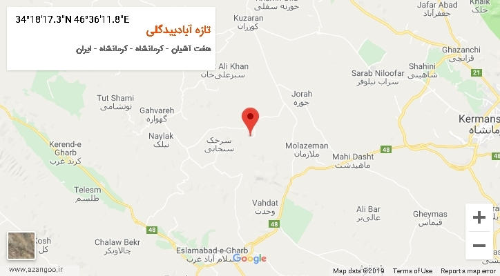 روستای تازه آبادبیدگلی بر روی نقشه