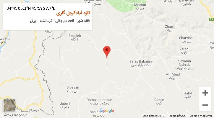 روستای تازه آبادگردل گاری بر روی نقشه