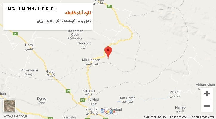 روستای تازه آبادخلیفه بر روی نقشه