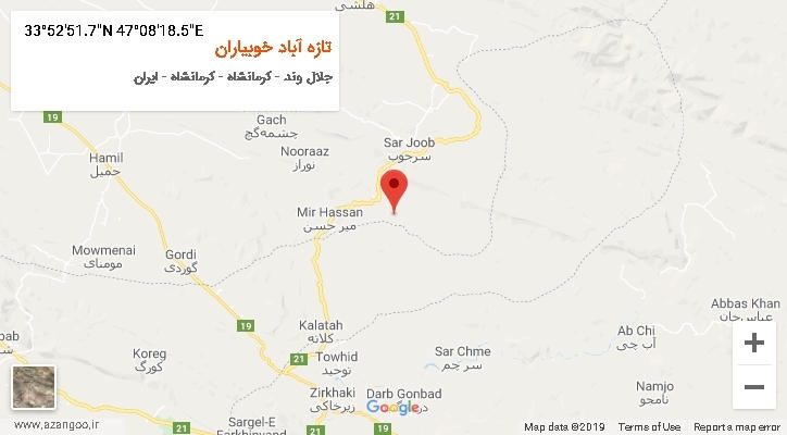 روستای تازه آباد خوبیاران بر روی نقشه