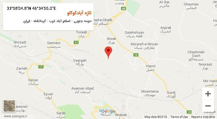روستای تازه آبادکوکاو بر روی نقشه