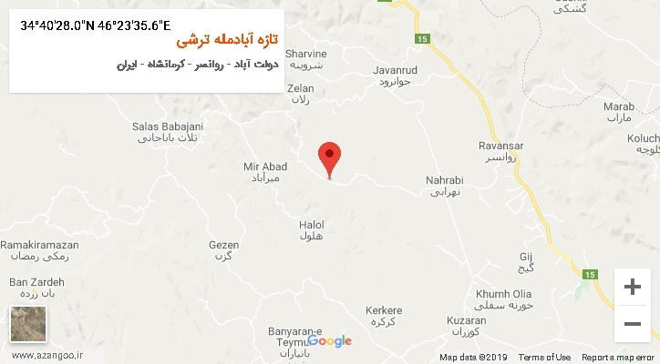 روستای تازه آبادمله ترشی بر روی نقشه