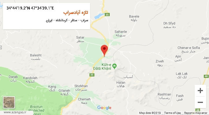 روستای تازه آبادسراب بر روی نقشه