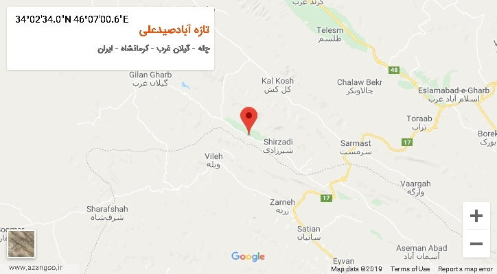 روستای تازه آبادصیدعلی بر روی نقشه