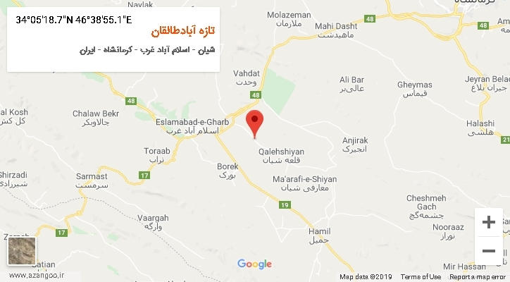 روستای تازه آبادطالقان بر روی نقشه