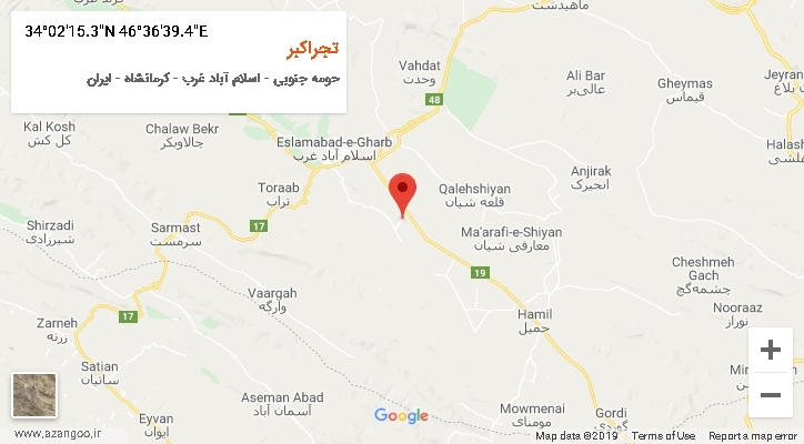 روستای تجراکبر بر روی نقشه