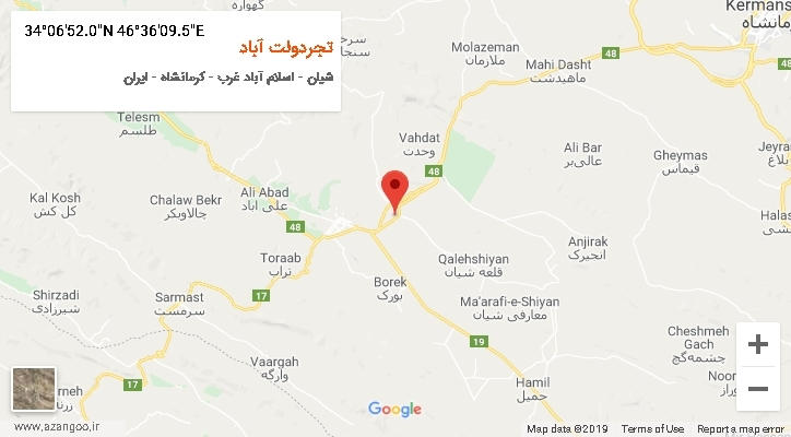 روستای تجردولت آباد بر روی نقشه