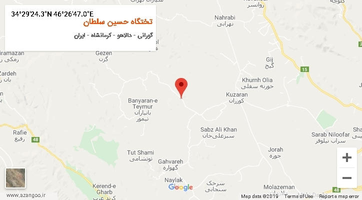روستای تختگاه حسین سلطان بر روی نقشه
