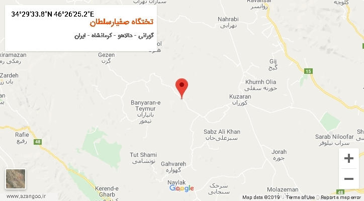 روستای تختگاه صفیارسلطان بر روی نقشه