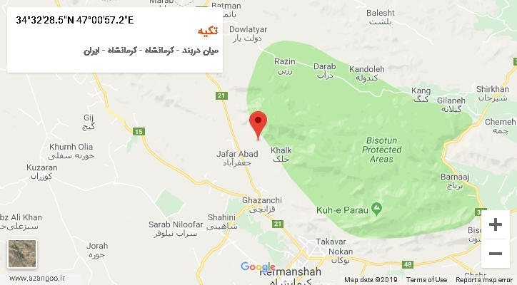 روستای تکیه بر روی نقشه