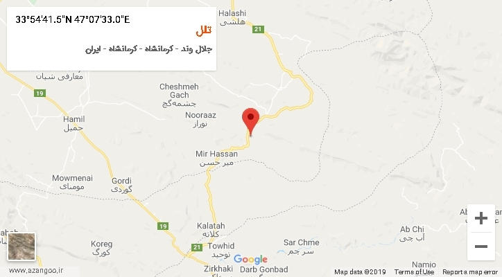 روستای تلل بر روی نقشه