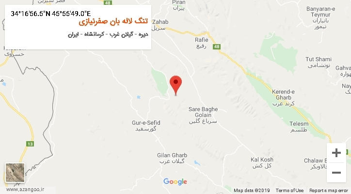 روستای تنگ لاله بان صفرنیازی بر روی نقشه