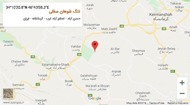 روستای تنگ شوهان سفلی بر روی نقشه