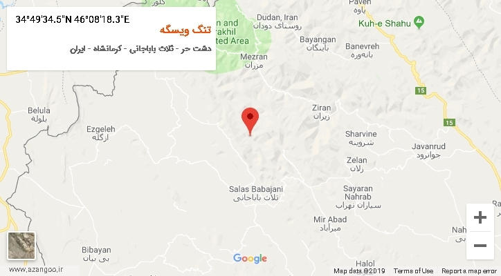 روستای تنگ ویسگه بر روی نقشه