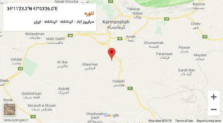 روستای تنوره بر روی نقشه