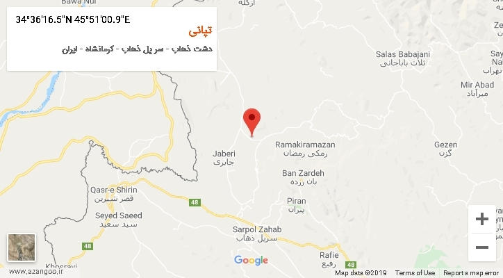 روستای تپانی بر روی نقشه
