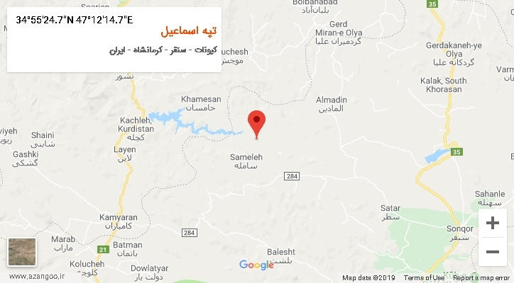 روستای تپه اسماعیل بر روی نقشه