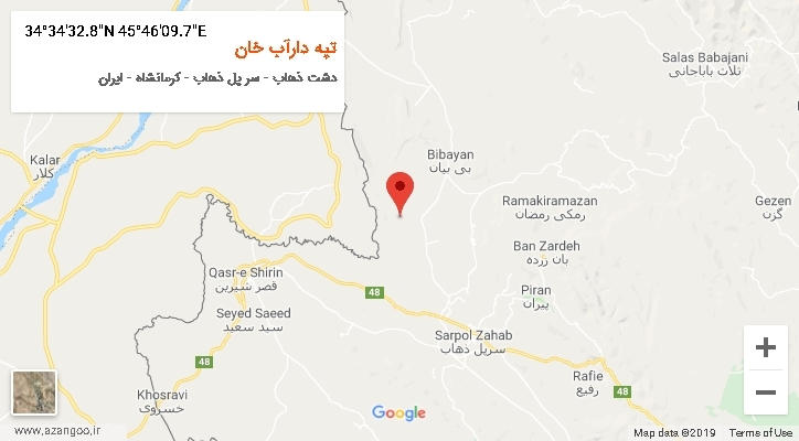 روستای تپه دارآب خان بر روی نقشه