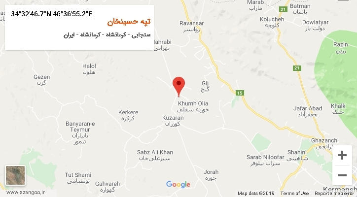 روستای تپه حسینخان بر روی نقشه