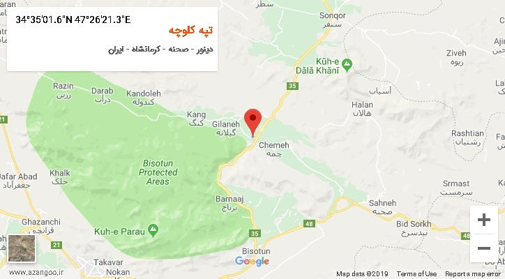 روستای تپه کلوچه بر روی نقشه