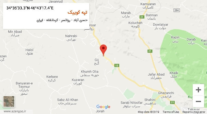 روستای تپه کوییک بر روی نقشه