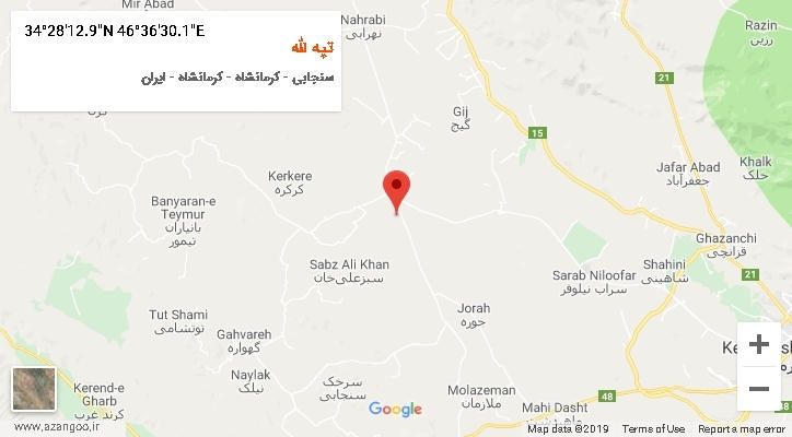 روستای تپه لله بر روی نقشه