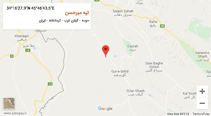روستای تپه میرحسن بر روی نقشه