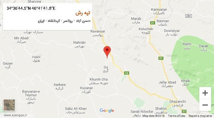 روستای تپه رش بر روی نقشه