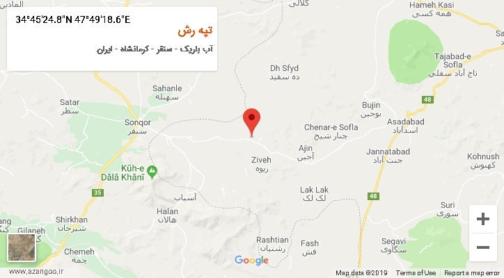 روستای تپه رش بر روی نقشه
