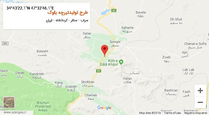 روستای طرح تولیدتیرچه بلوک بر روی نقشه
