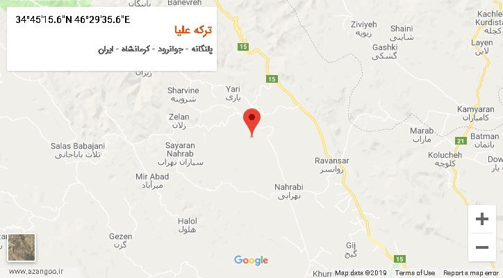 روستای ترکه علیا بر روی نقشه