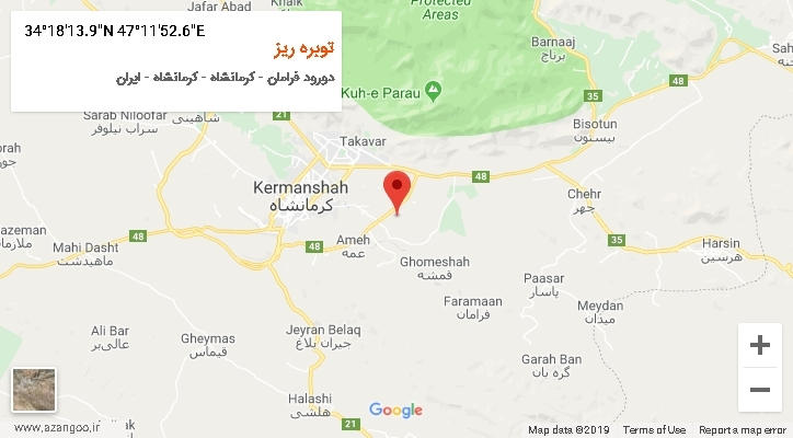 روستای توبره ریز بر روی نقشه
