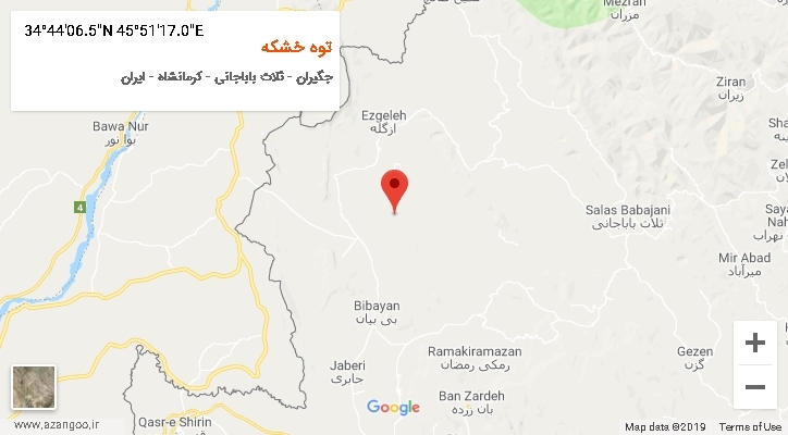 روستای توه خشکه بر روی نقشه