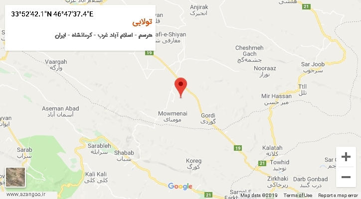 روستای تولابی بر روی نقشه