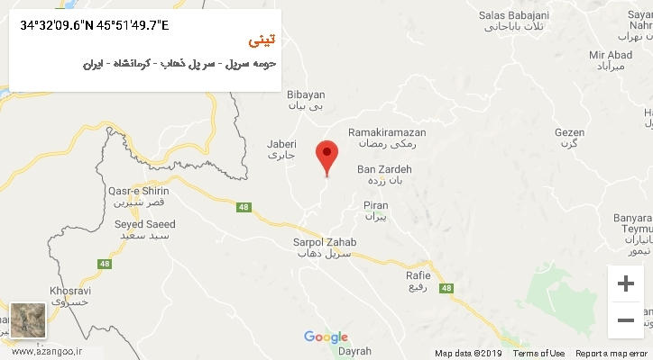روستای تینی بر روی نقشه