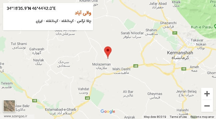 روستای والی آباد بر روی نقشه