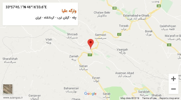 روستای وارگه علیا بر روی نقشه