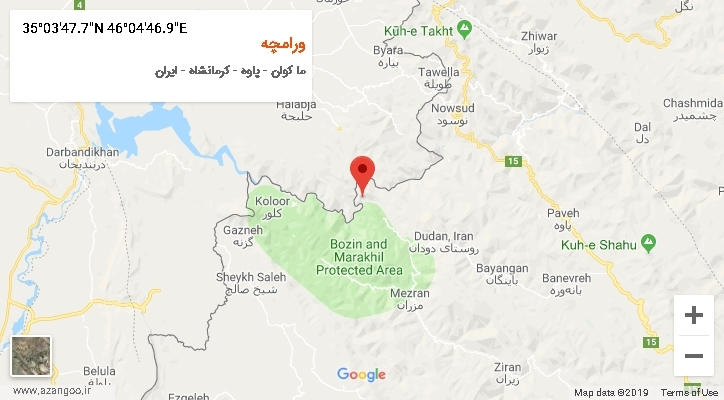 روستای ورامچه بر روی نقشه