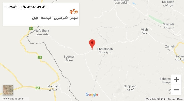 روستای ورگچ بر روی نقشه