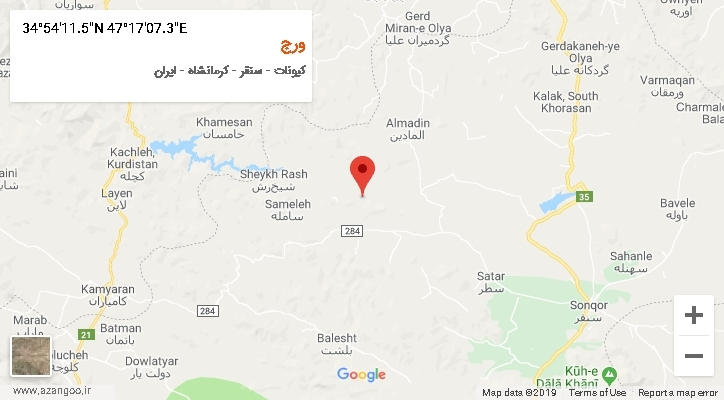 روستای ورج بر روی نقشه