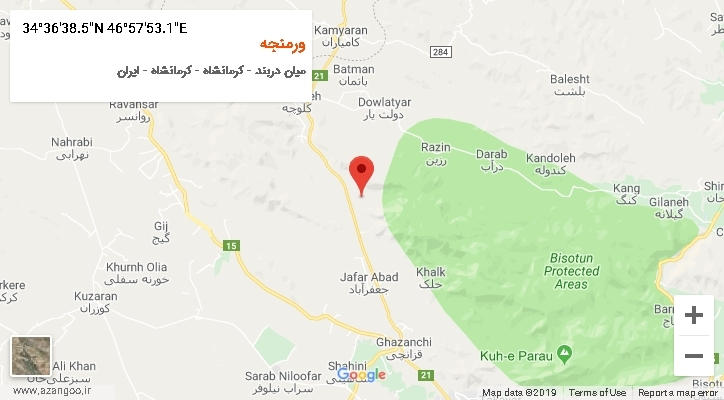 روستای ورمنجه بر روی نقشه