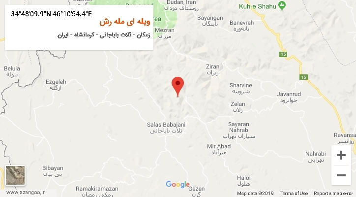 روستای ویله ای مله رش بر روی نقشه