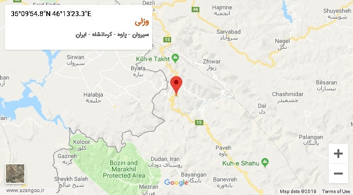روستای وزلی بر روی نقشه