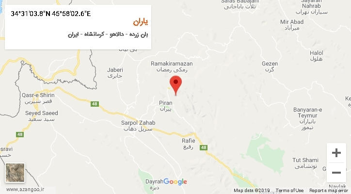 روستای یاران بر روی نقشه