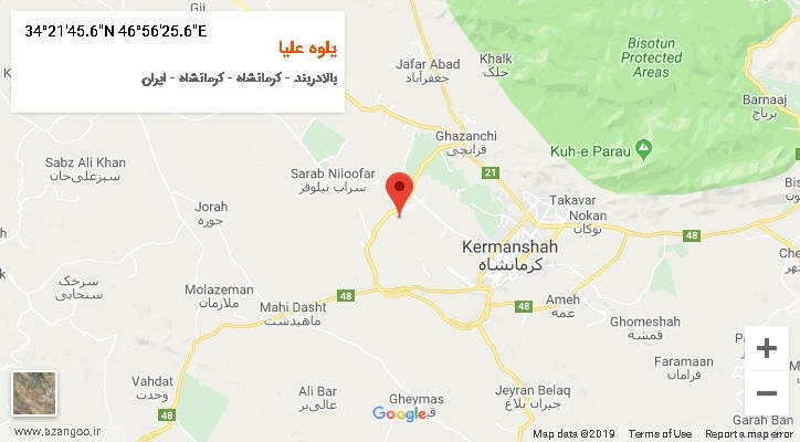 روستای یلوه علیا بر روی نقشه
